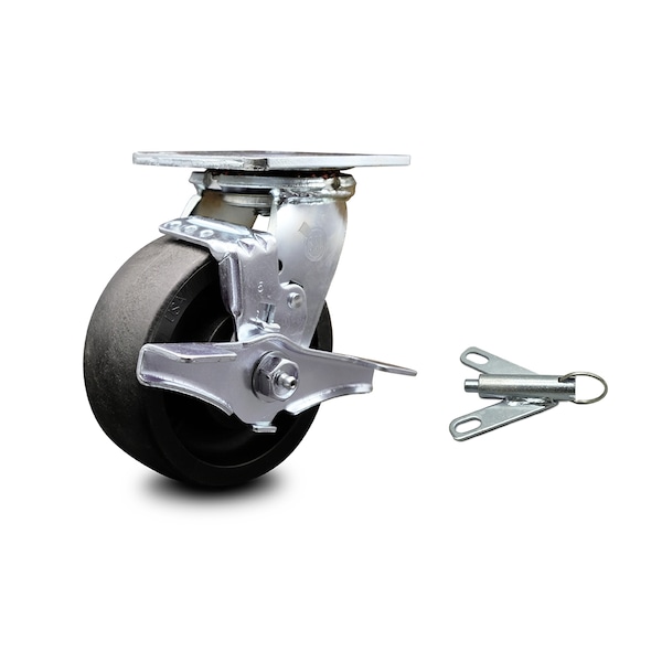 5 Inch Glass Filled Nylon Caster with Ball Bearing and Brake/Swivel Lock SCC